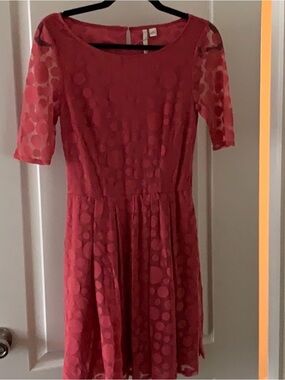 LC Lauren Conrad Coral Pink Fit-and-Flare Dress